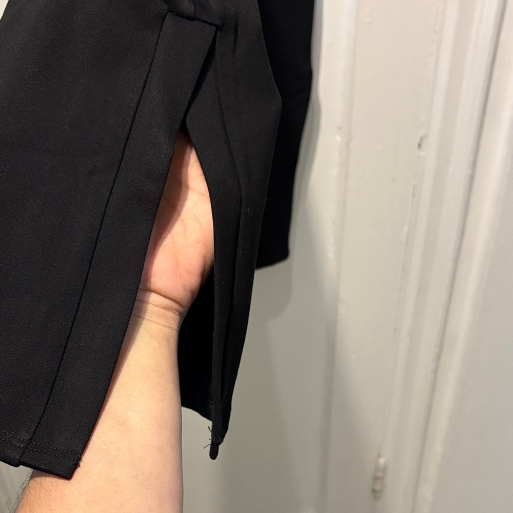 Elegant Black Women's Straight Leg Pants with s slit on the bottom - Picture 4 of 7